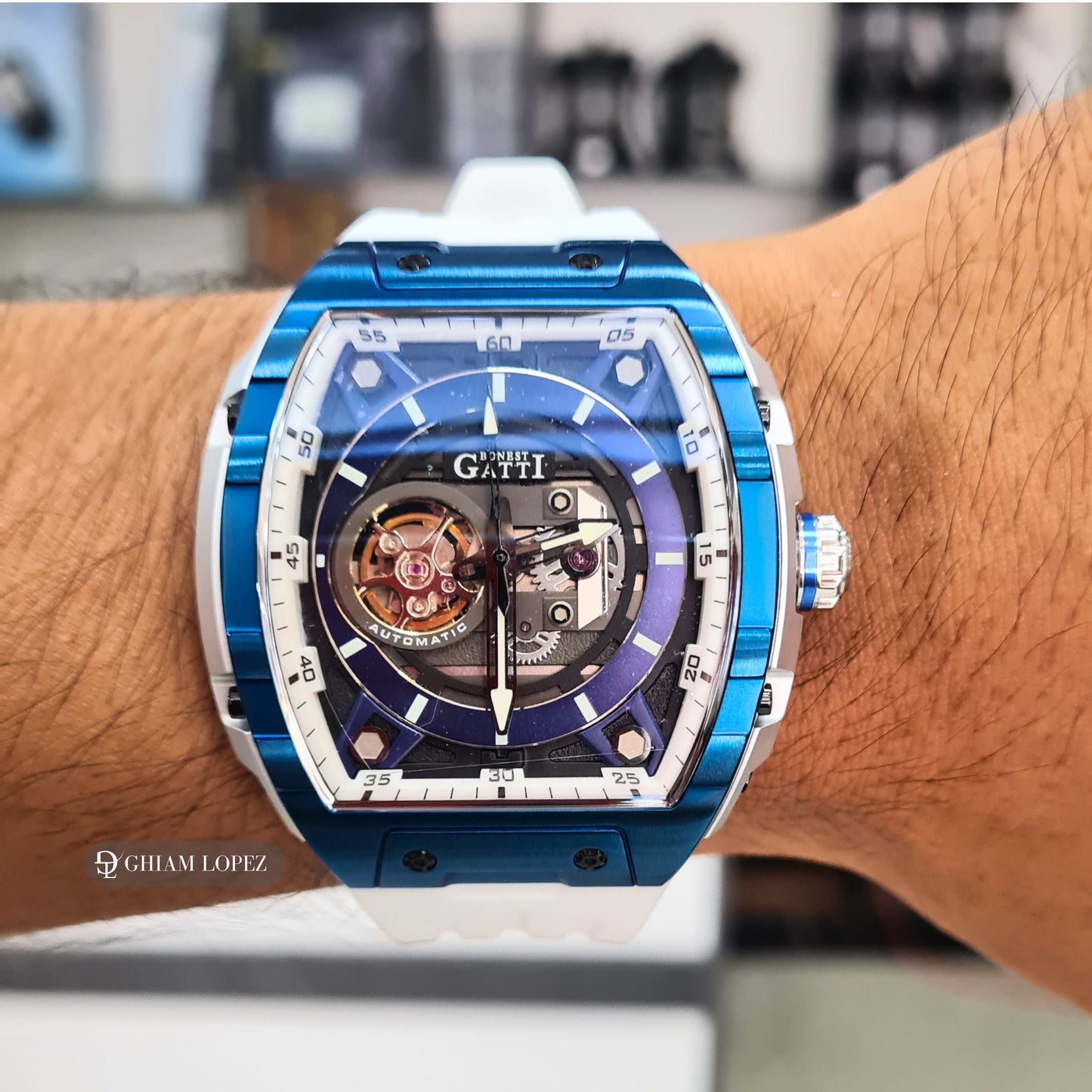 Reloj Automático BONEST GATTI BG5602 - Blanco Azul