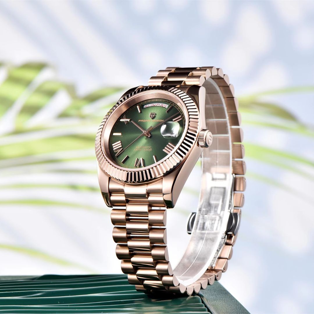 Reloj Automático PAGANI DESIGN DAYDATE 40MM, PD-1783 - Oro Rosa Verde