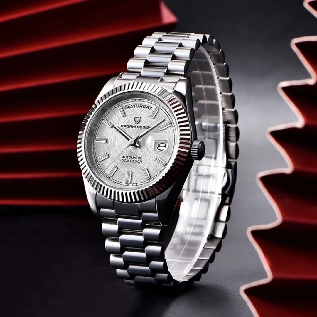 Reloj Automático PAGANI DESIGN DAYDATE 40MM, PD-1783 - Plata Blanco Meteorito
