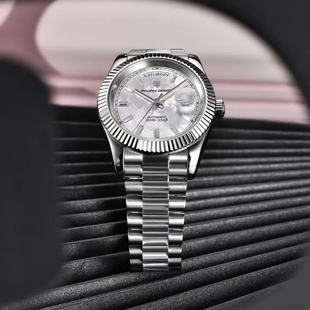 Reloj Automático PAGANI DESIGN DAYDATE 40MM, PD-1783 - Plata Blanco Meteorito