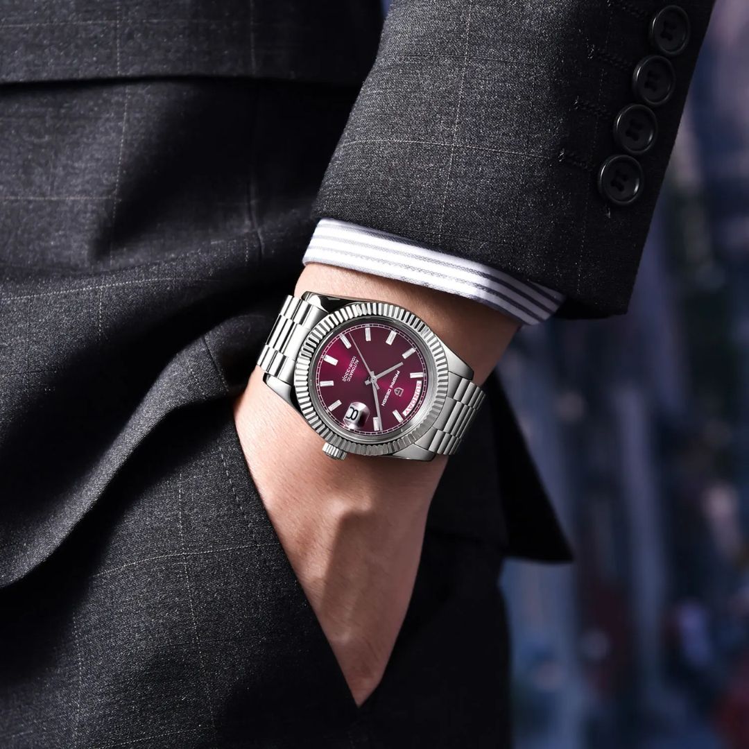 Reloj Automático PAGANI DESIGN DAYDATE 40MM, PD-1783 - Plata Rojo