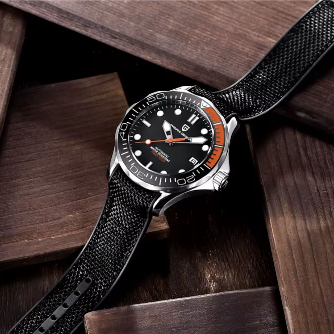 Reloj Automático PAGANI DESIGN SEAMASTER 007 Caucho, PD-1667 - Naranja Negro