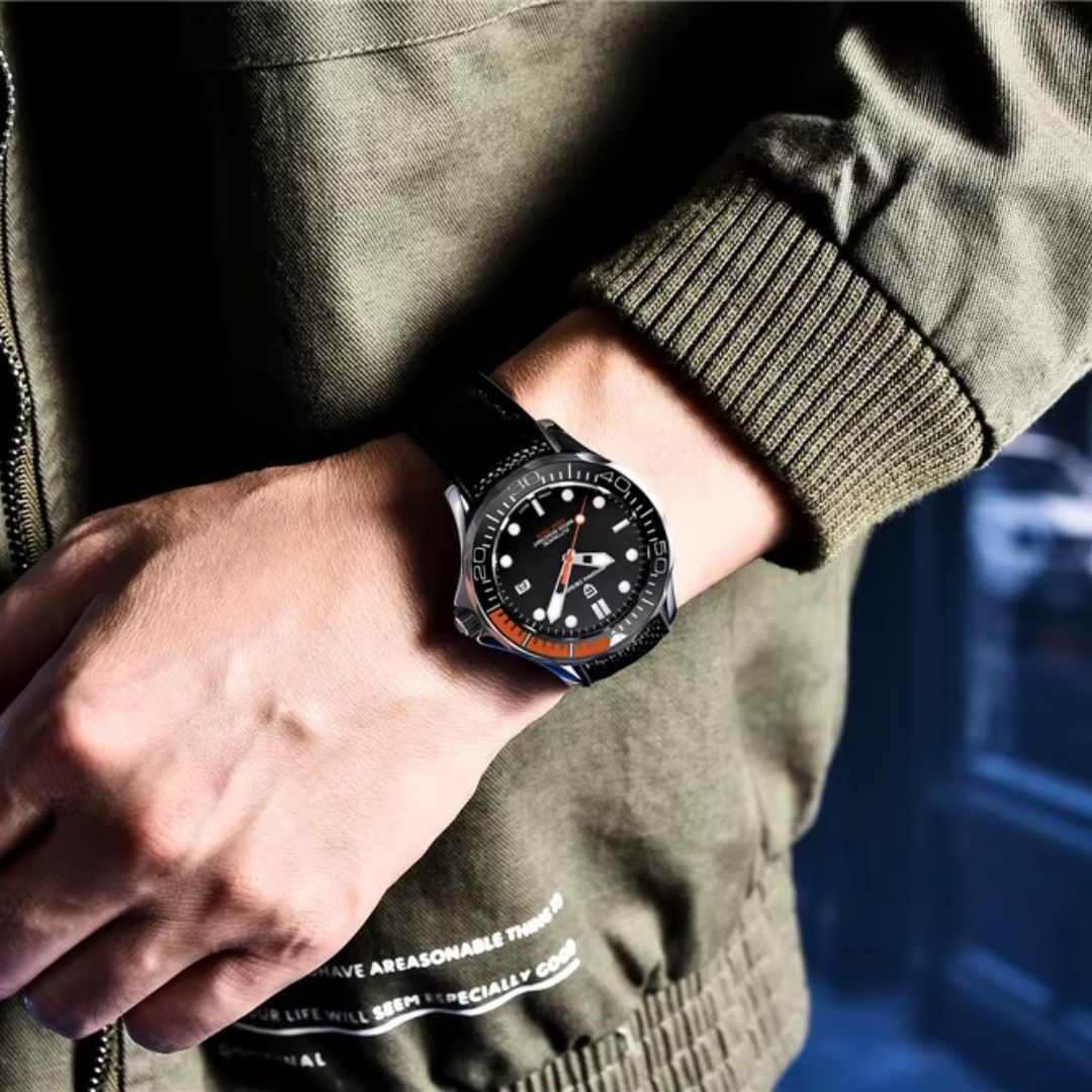 Reloj Automático PAGANI DESIGN SEAMASTER 007 Caucho, PD-1667 - Naranja Negro