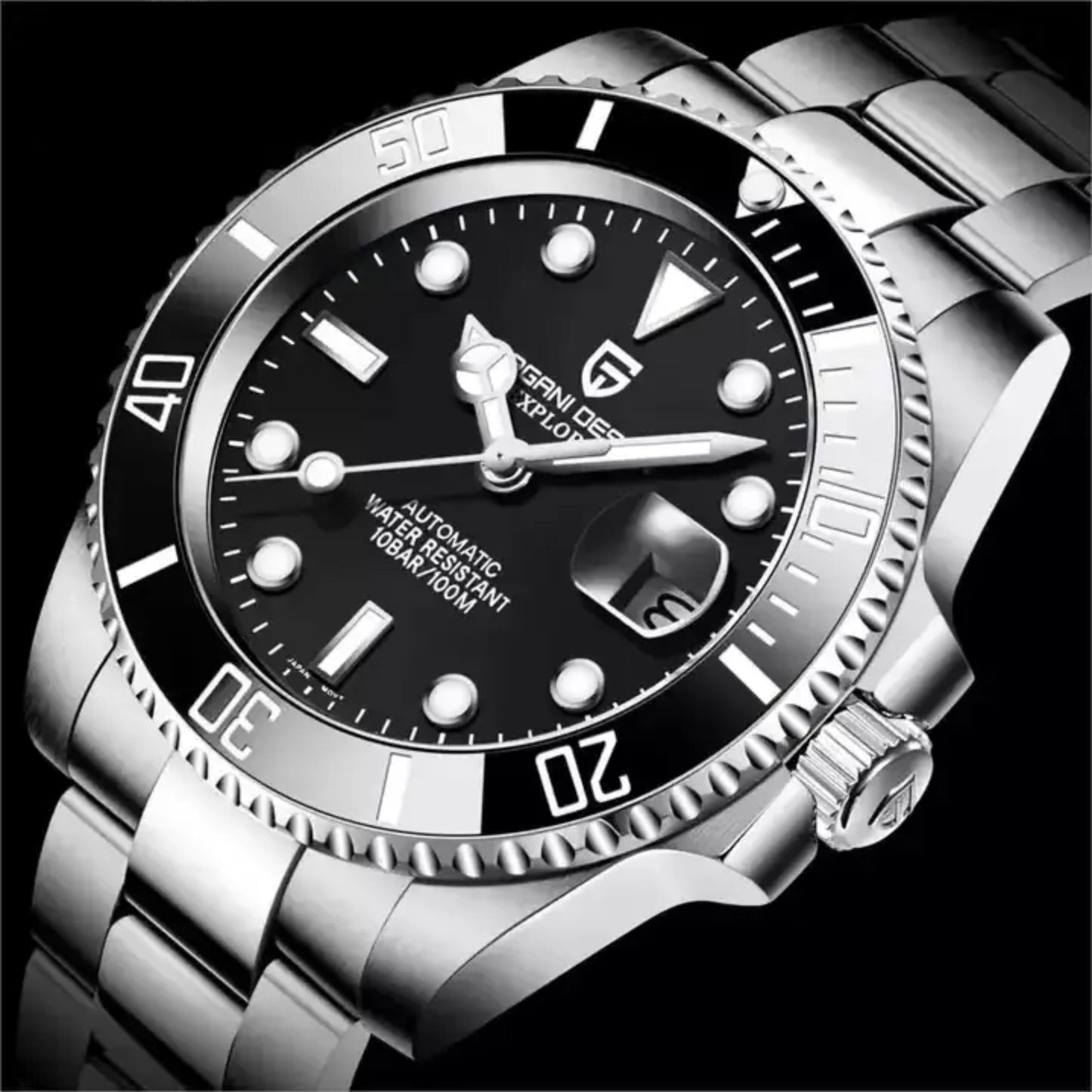 Reloj Automático PAGANI DESIGN SUBMARINER, PD-1661 - Negro