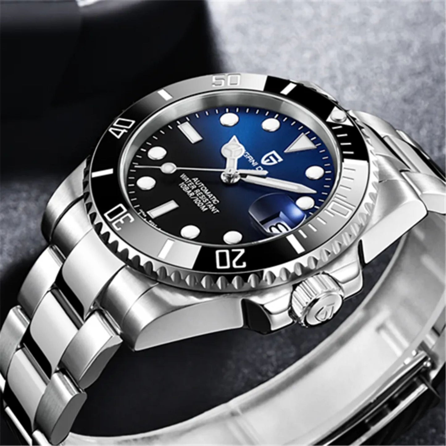 Reloj Automático PAGANI DESIGN SUBMARINER, PD-1661 - Plata Azul