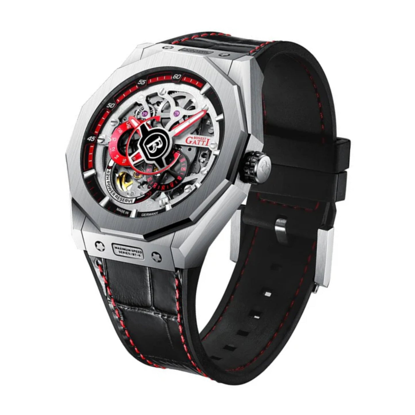 Reloj Automático BONEST GATTI BG7601 Cuero - Rojo