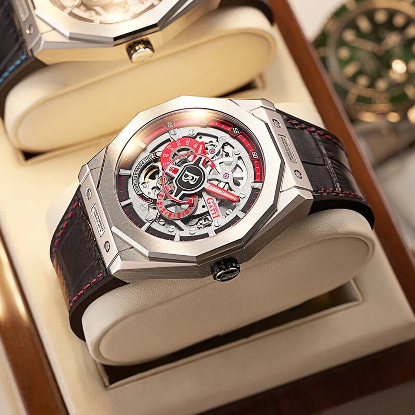 Reloj Automático BONEST GATTI BG7601 Cuero - Rojo