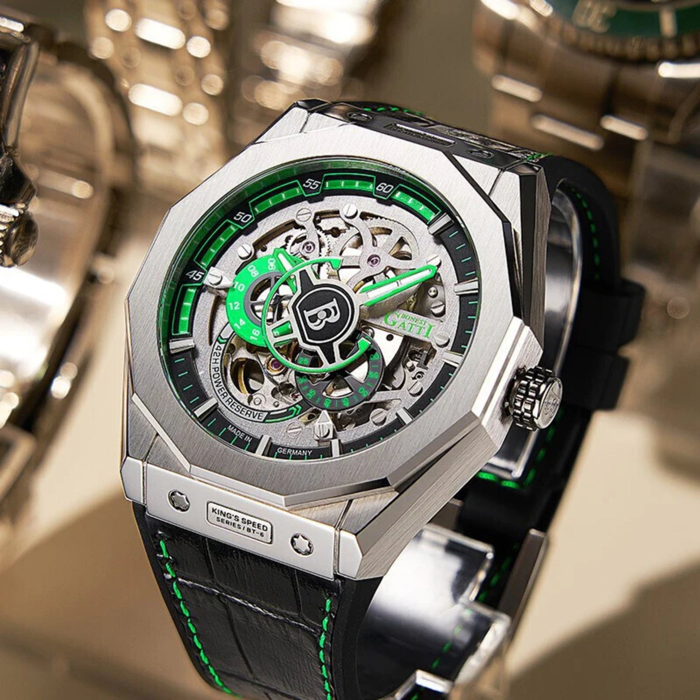 Reloj Automático BONEST GATTI BG7601 Cuero - Verde
