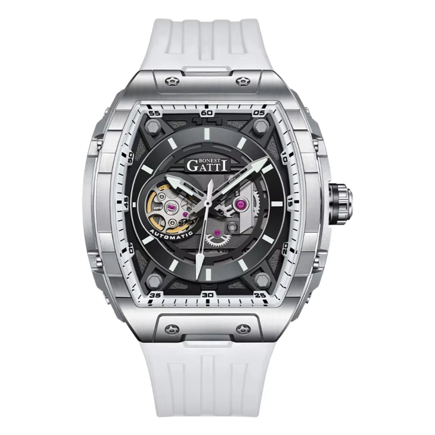 Reloj Automático BONEST GATTI BG5602 - Blanco Plata