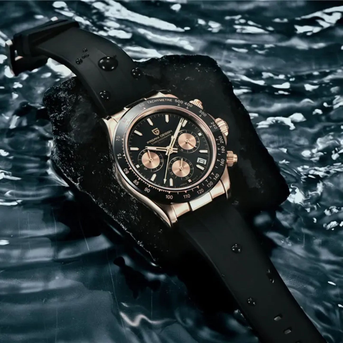 Reloj Cuarzo PAGANI DESIGN DAYTONA Caucho, PD-1664 - Oro Negro