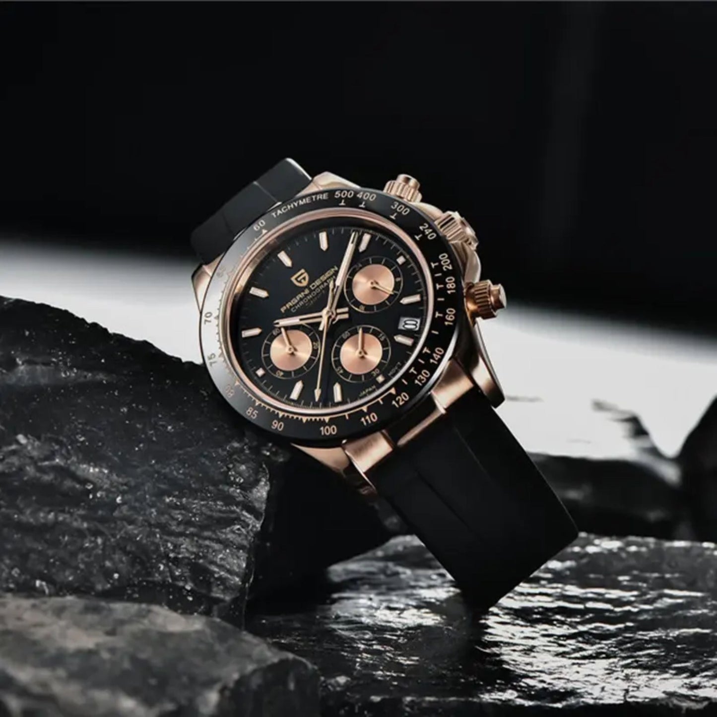 Reloj Cuarzo PAGANI DESIGN DAYTONA Caucho, PD-1664 - Oro Negro