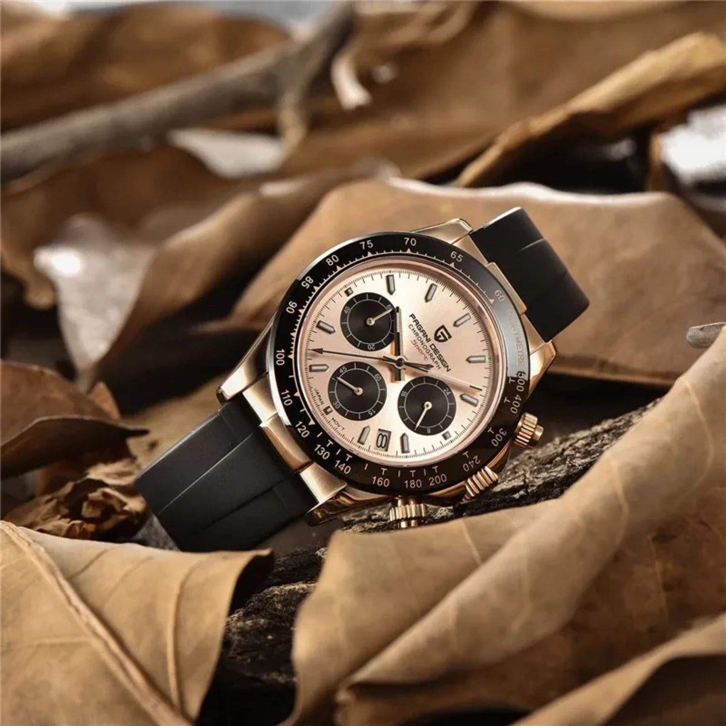 Reloj Cuarzo PAGANI DESIGN DAYTONA Caucho, PD-1664 - Oro Rosa