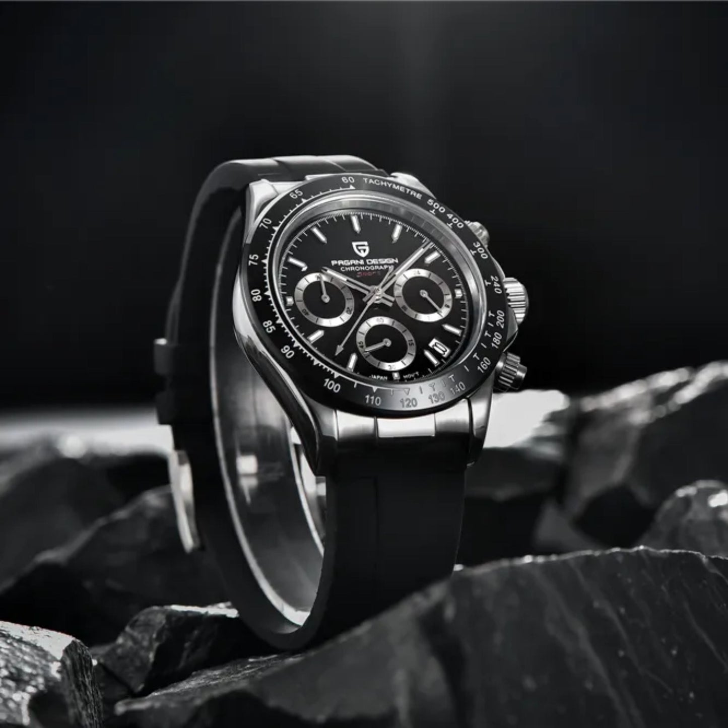 Reloj Cuarzo PAGANI DESIGN DAYTONA Caucho, PD-1664 - Plata Negro