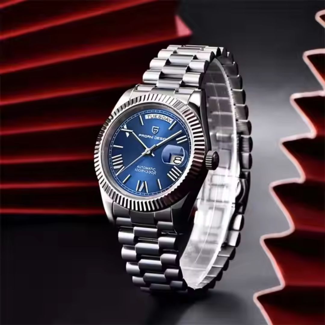 Reloj Automático PAGANI DESIGN DAYDATE 40MM, PD-1783 - Plata Azul