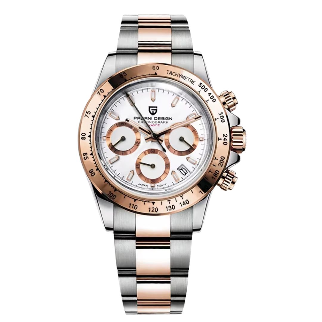 Reloj Cuarzo PAGANI DESIGN DAYTONA HALF GOLD, PD-1644 - Blanco