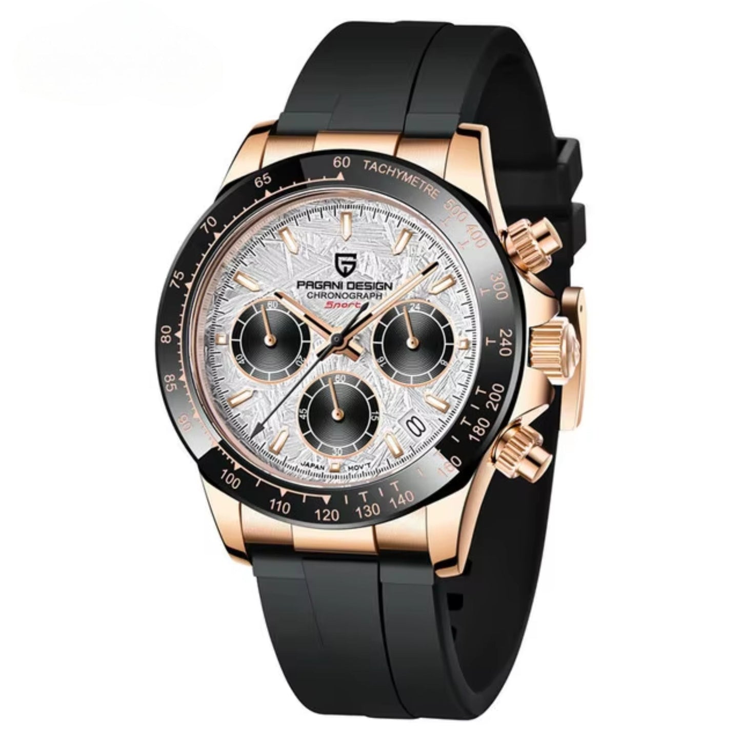 Reloj Cuarzo PAGANI DESIGN DAYTONA Meteorito Caucho, PD-1664 - Oro Rosa