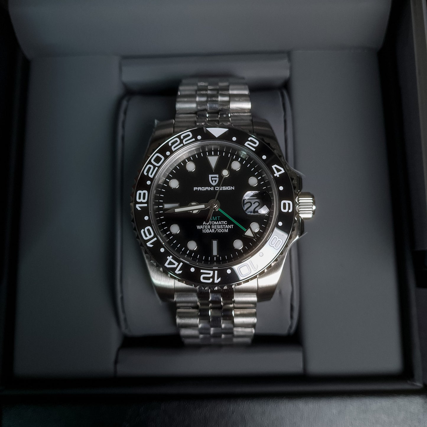 PAGANI DESIGN GMT Master Automático | PD-1662 - Black Dial Jubilee