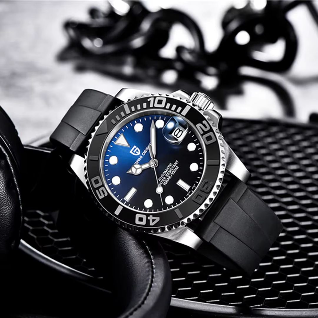 Reloj Automático PAGANI DESIGN YATCH MASTER Caucho, PD-1651 - Azul Oscuro