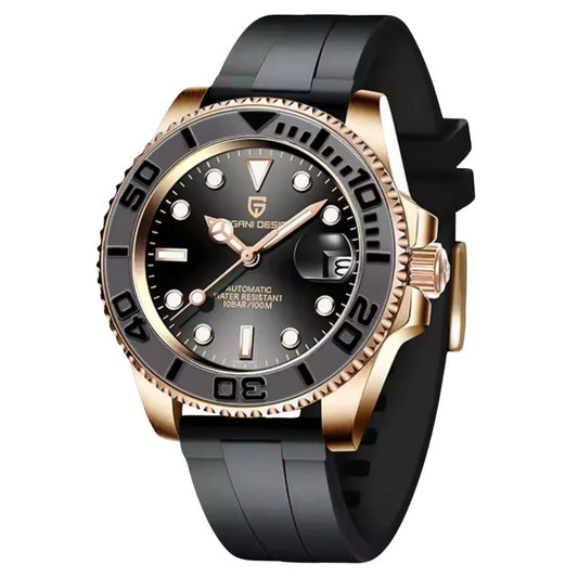 Reloj Automático PAGANI DESIGN YATCH MASTER Caucho, PD-1651 - Oro Rosa Negro