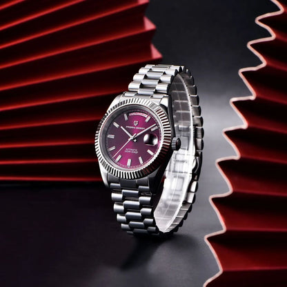 Reloj Automático PAGANI DESIGN DAYDATE 40MM, PD-1783 - Plata Rojo