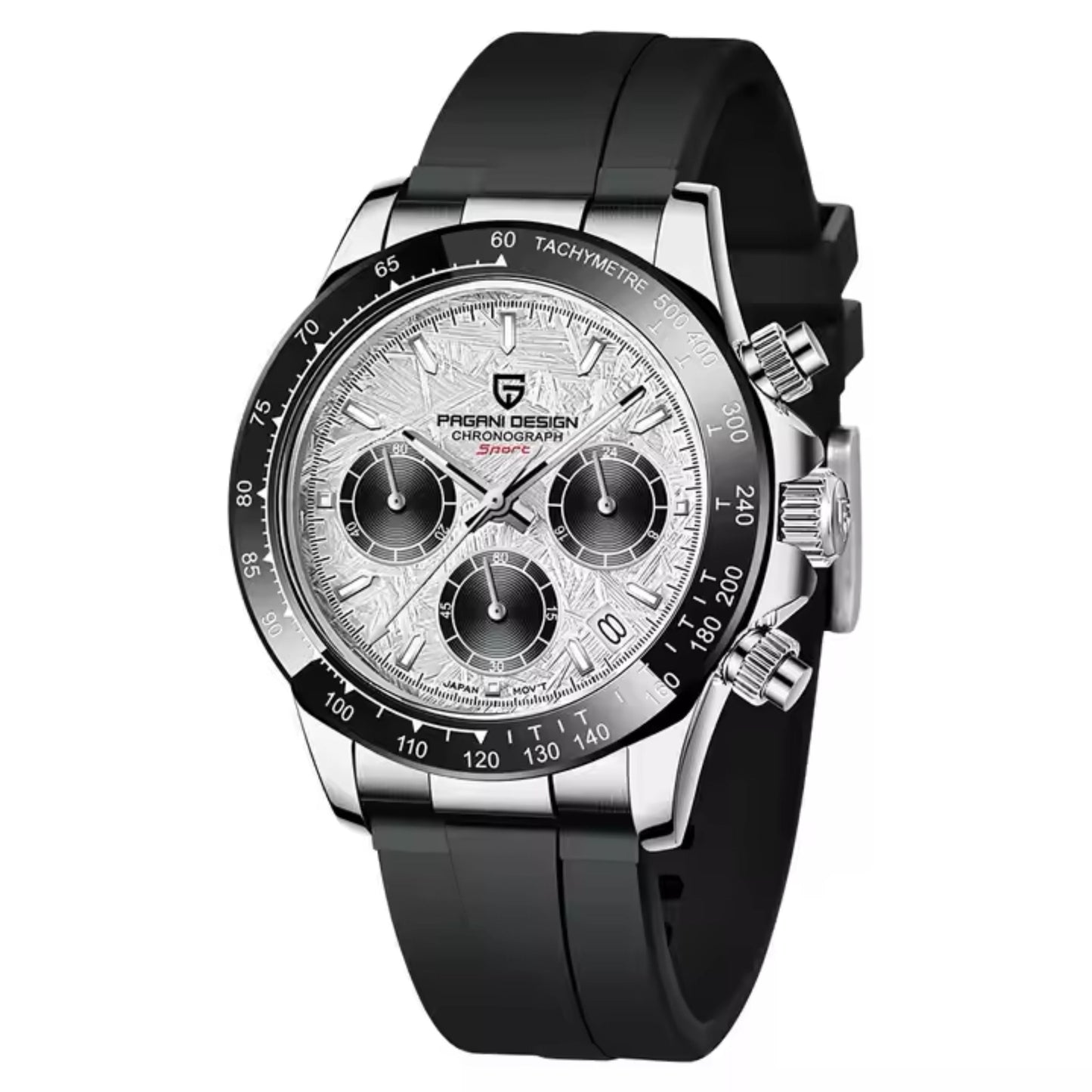 Reloj Cuarzo PAGANI DESIGN DAYTONA Meteorito Caucho, PD-1664 - Plata Blanco