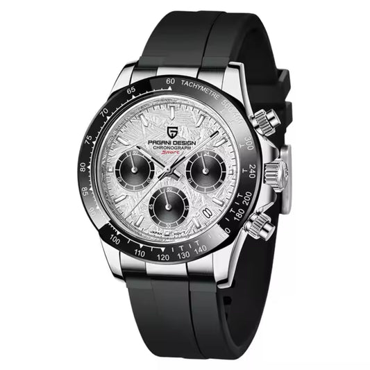 Reloj Cuarzo PAGANI DESIGN DAYTONA Meteorito Caucho, PD-1664 - Plata Blanco