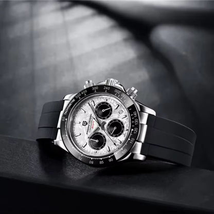 Reloj Cuarzo PAGANI DESIGN DAYTONA Meteorito Caucho, PD-1664 - Plata Blanco