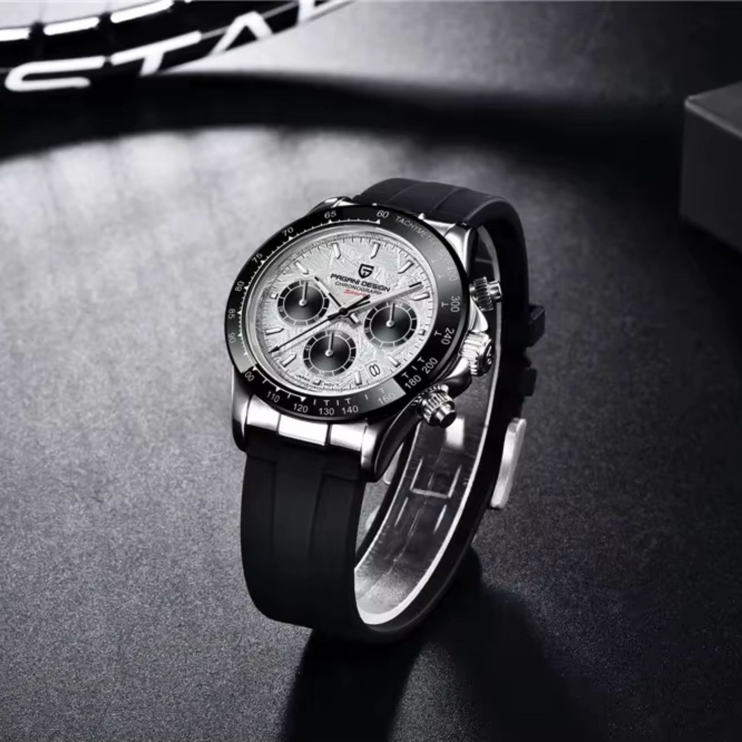 Reloj Cuarzo PAGANI DESIGN DAYTONA Meteorito Caucho, PD-1664 - Plata Blanco