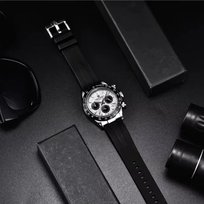 Reloj Cuarzo PAGANI DESIGN DAYTONA Meteorito Caucho, PD-1664 - Plata Blanco