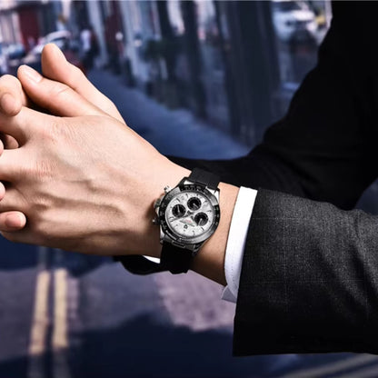 Reloj Cuarzo PAGANI DESIGN DAYTONA Meteorito Caucho, PD-1664 - Plata Blanco