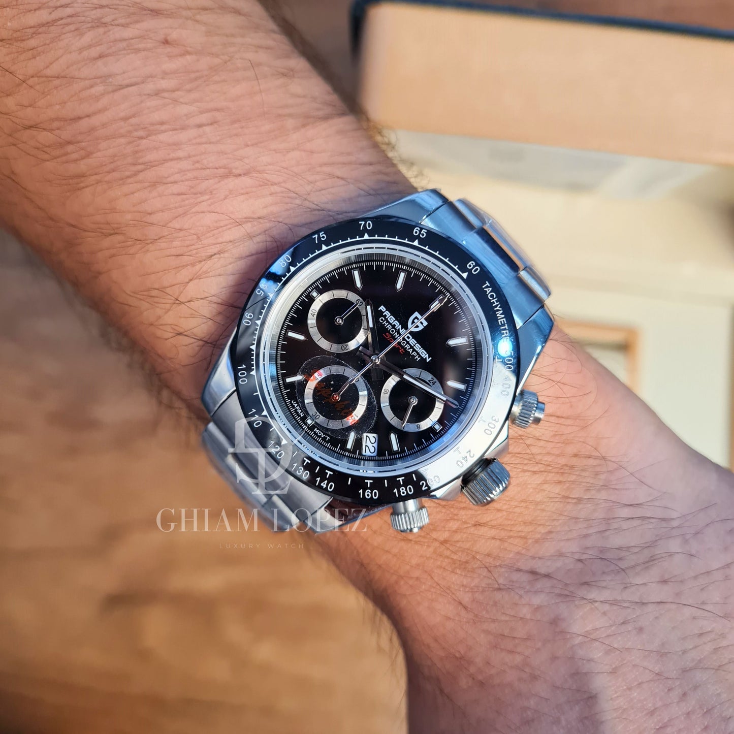 Reloj Cuarzo PAGANI DESIGN DAYTONA, PD-1644 - Plata Negro