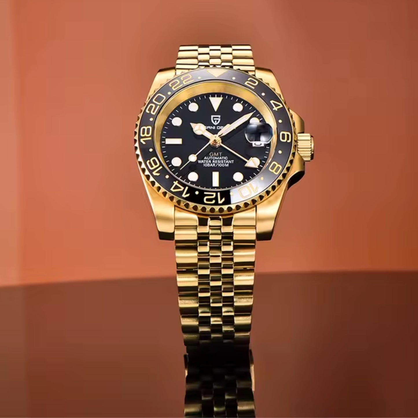 Reloj Automático PAGANI DESIGN GMT MASTER Jubilee, PD-1662 - Oro Negro