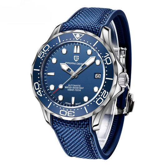 Reloj Automático PAGANI DESIGN SEAMASTER 007 Caucho, PD-1667 - Azul