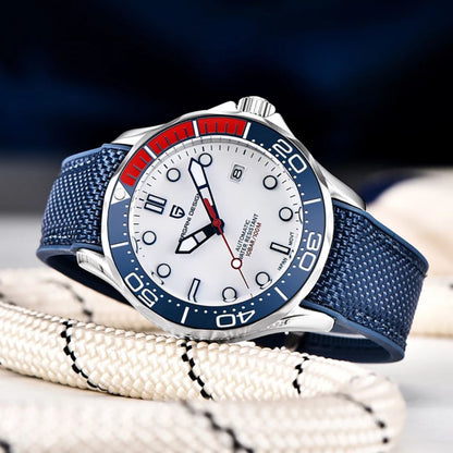 Reloj Automático PAGANI DESIGN SEAMASTER 007 Caucho, PD-1667 - Azul Blanco