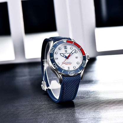 Reloj Automático PAGANI DESIGN SEAMASTER 007 Caucho, PD-1667 - Azul Blanco