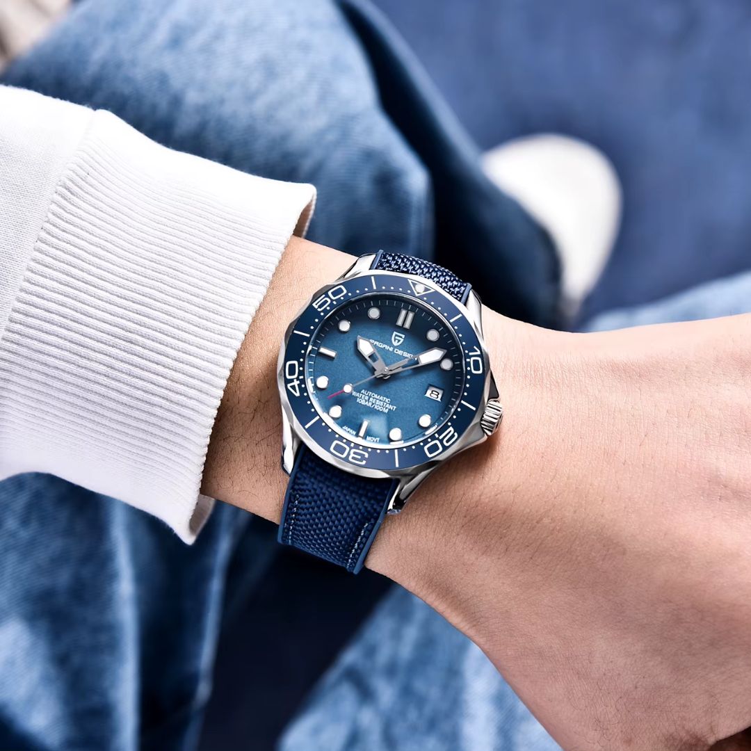 Reloj Automático PAGANI DESIGN SEAMASTER 007 Caucho, PD-1667 - Azul