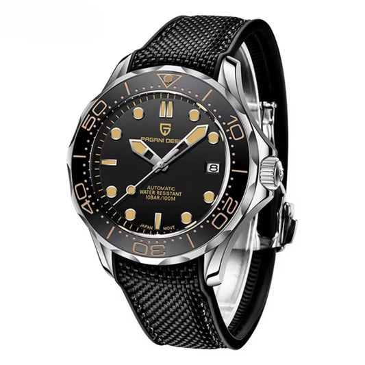 Reloj Automático PAGANI DESIGN SEAMASTER 007 Caucho, PD-1667 - Negro