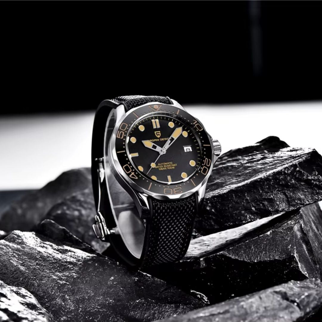 Reloj Automático PAGANI DESIGN SEAMASTER 007 Caucho, PD-1667 - Negro