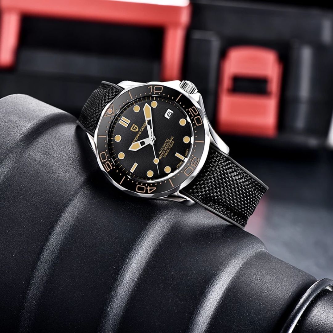 Reloj Automático PAGANI DESIGN SEAMASTER 007 Caucho, PD-1667 - Negro