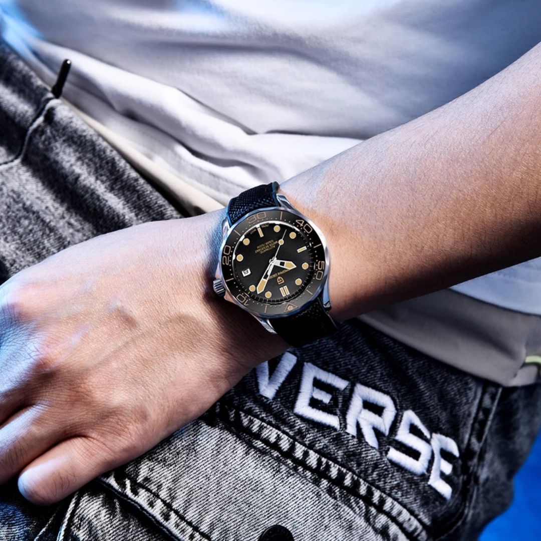 Reloj Automático PAGANI DESIGN SEAMASTER 007 Caucho, PD-1667 - Negro