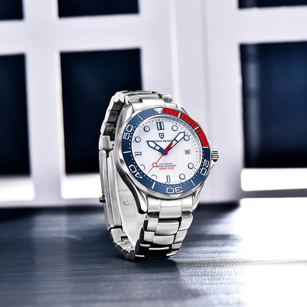 Reloj Automático PAGANI DESIGN SEAMASTER 007, PD-1667 - Azul Blanco