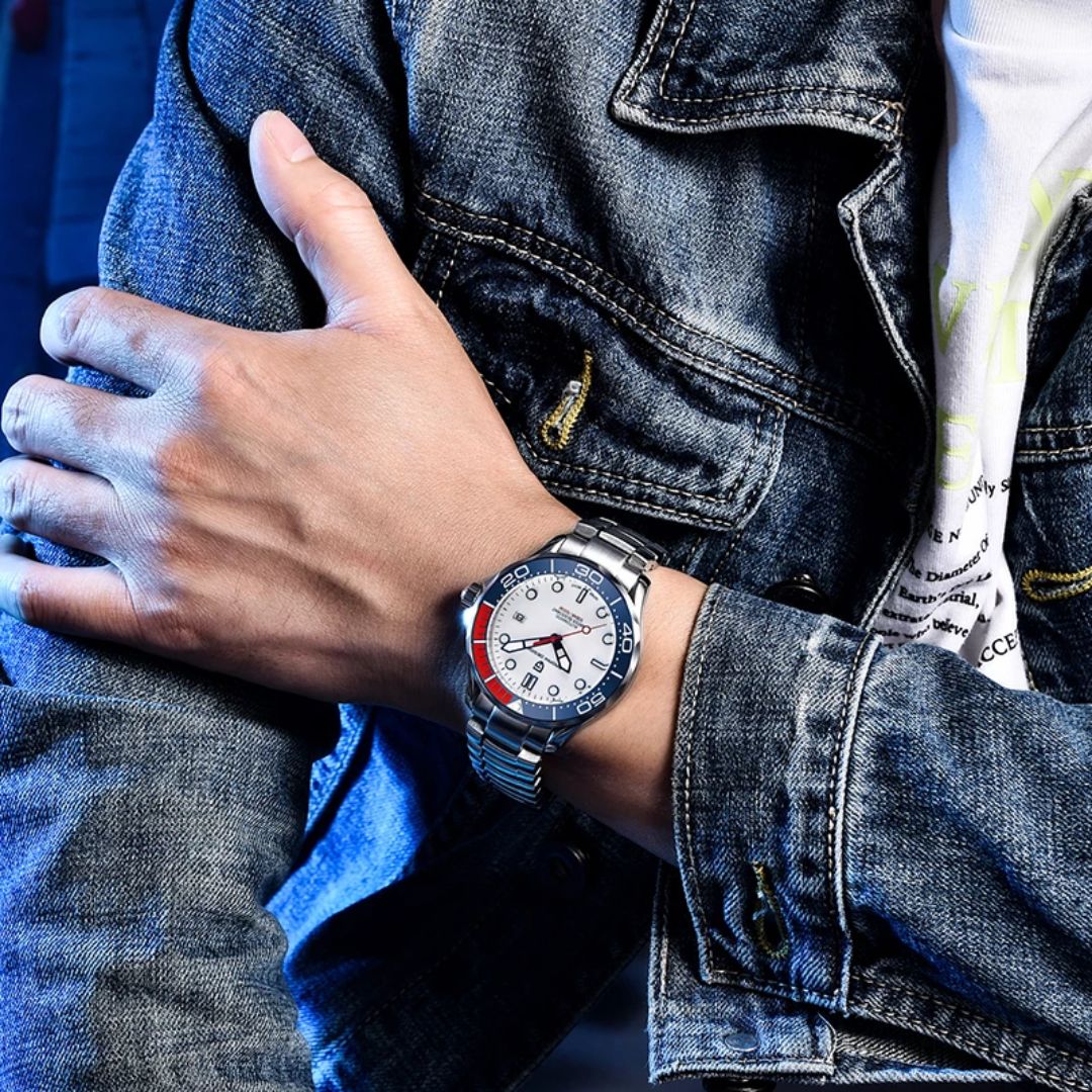 Reloj Automático PAGANI DESIGN SEAMASTER 007, PD-1667 - Azul Blanco