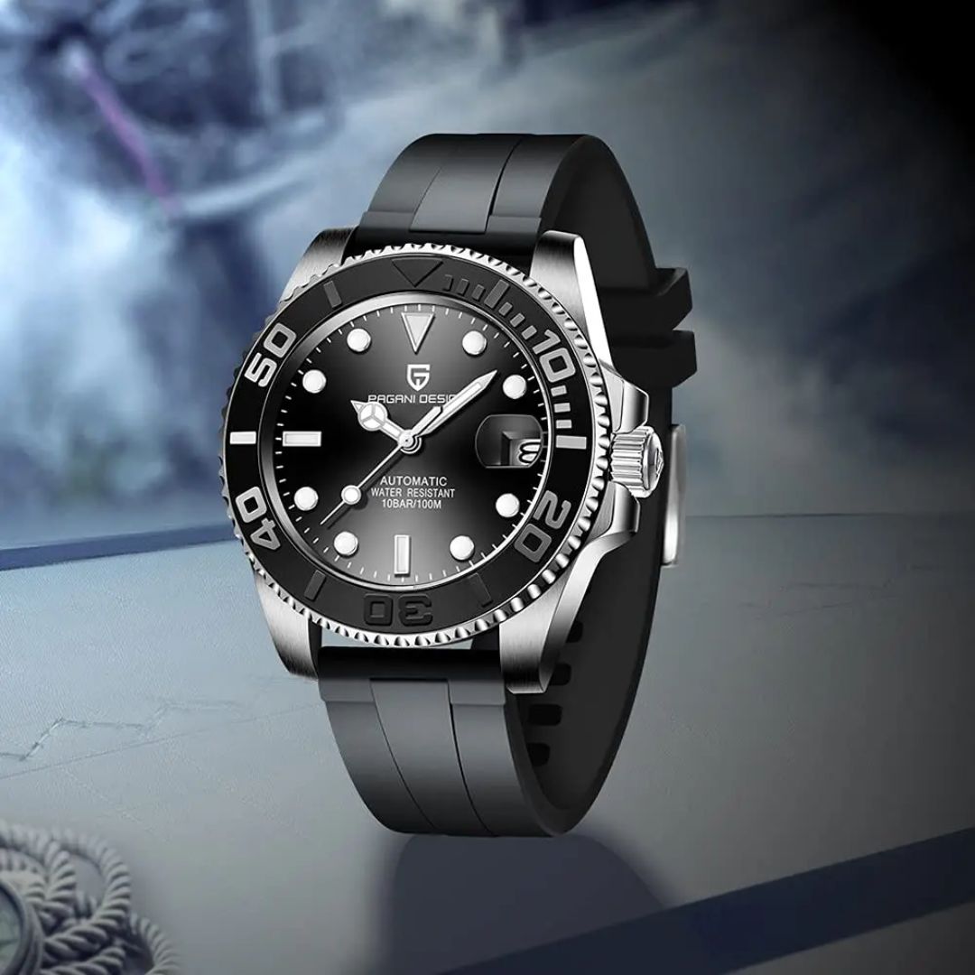 Reloj Automático PAGANI DESIGN YATCH MASTER Caucho, PD-1651 - Negro