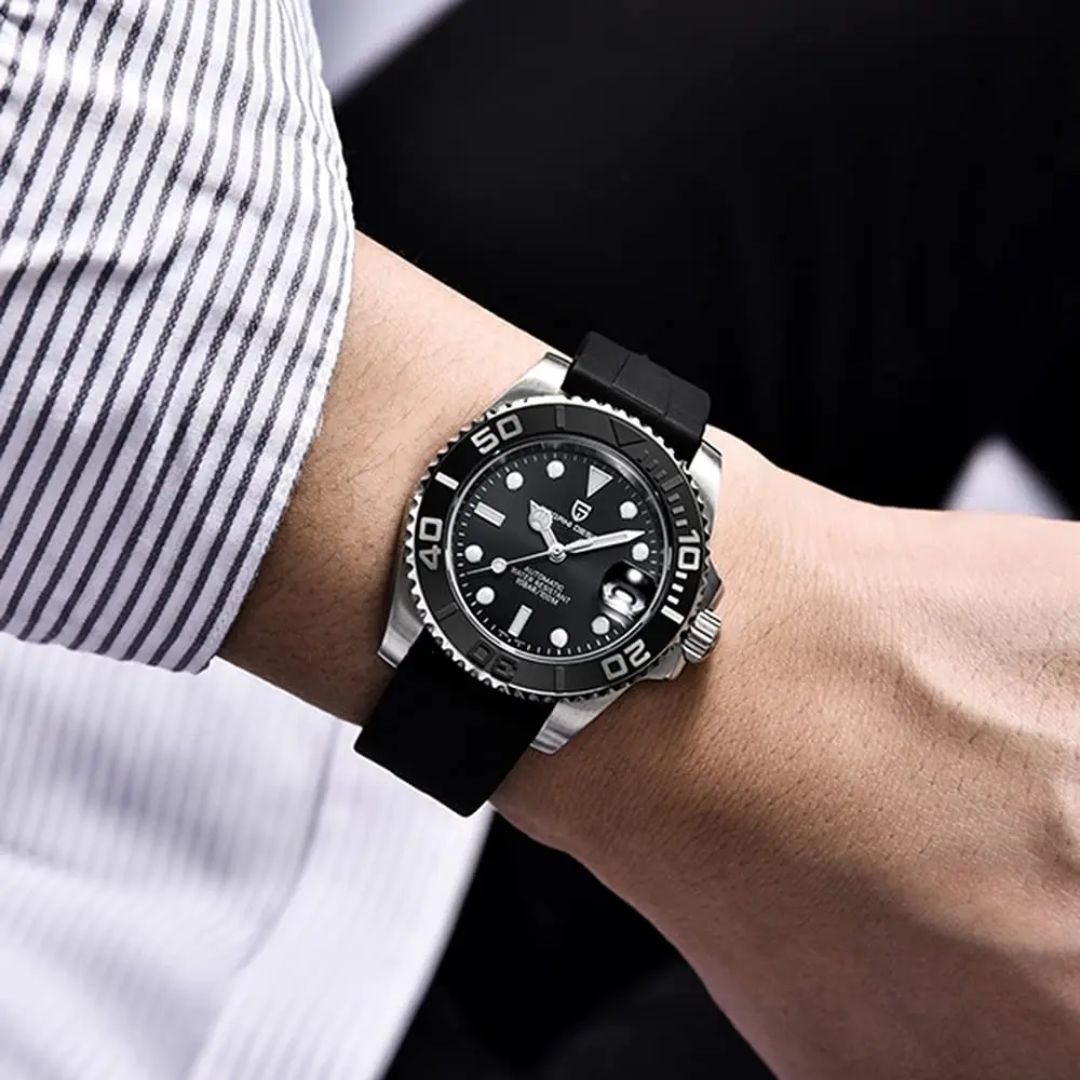 Reloj Automático PAGANI DESIGN YATCH MASTER Caucho, PD-1651 - Negro