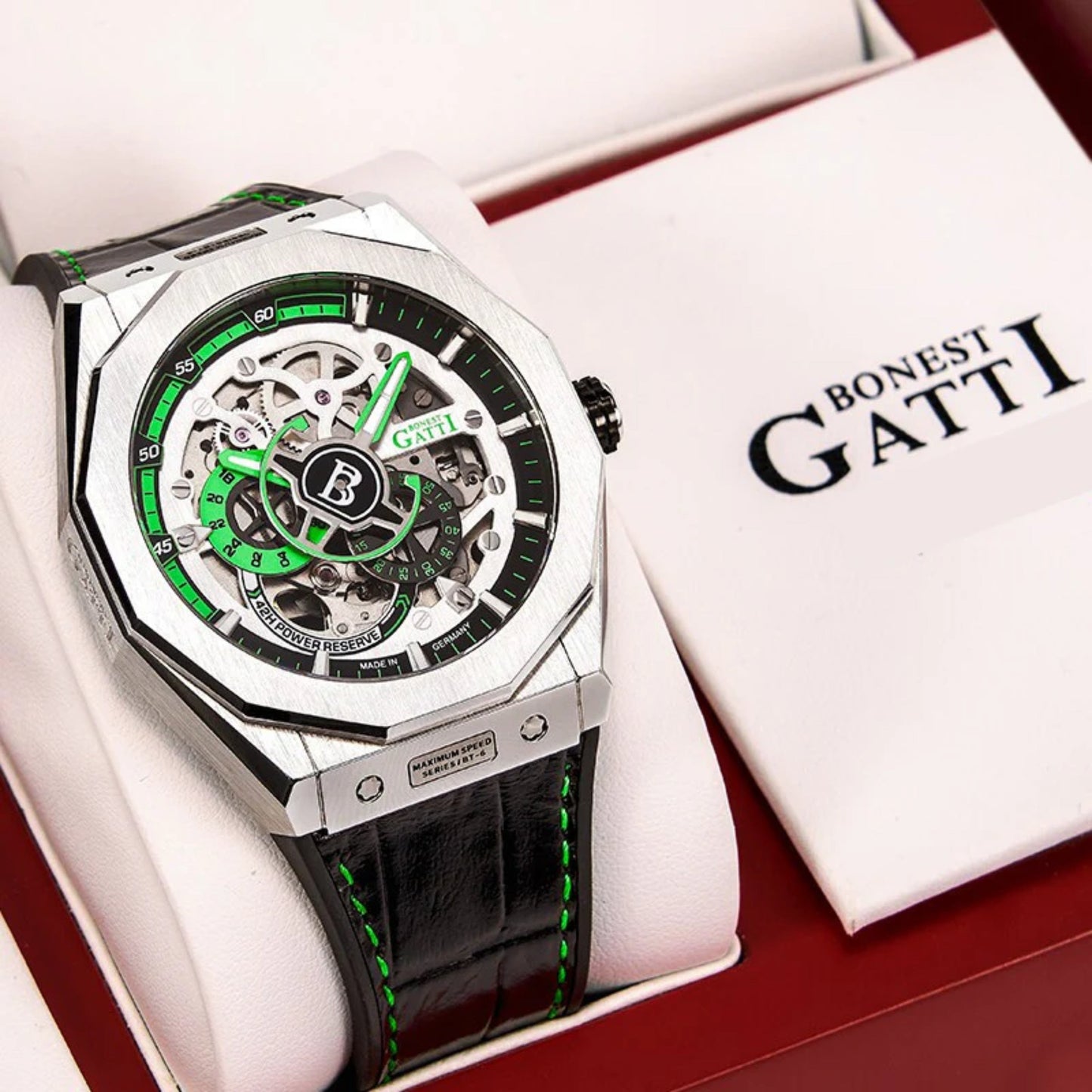 Reloj Automático BONEST GATTI  BG7601 Cuero - Verde