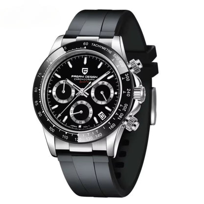 Reloj Cuarzo PAGANI DESIGN DAYTONA Caucho, PD-1664 - Plata Negro