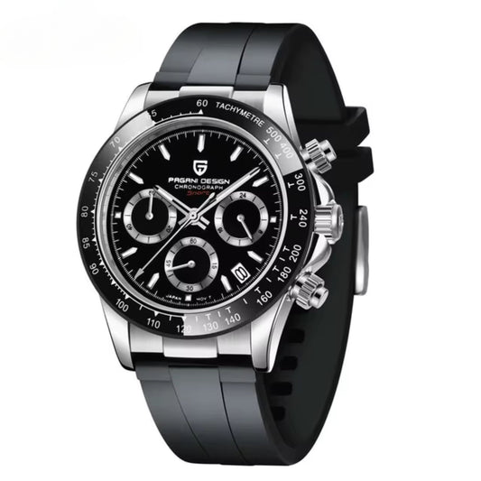 Reloj Cuarzo PAGANI DESIGN DAYTONA Caucho, PD-1664 - Plata Negro