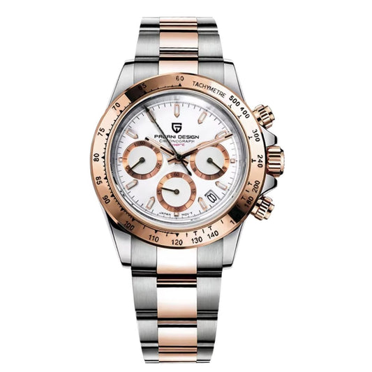 Reloj Cuarzo PAGANI DESIGN DAYTONA HALF GOLD, PD-1644 - Blanco
