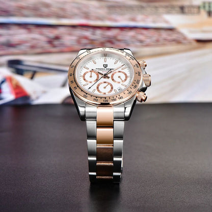 Reloj Cuarzo PAGANI DESIGN DAYTONA HALF GOLD, PD-1644 - Blanco