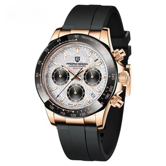 Reloj Cuarzo PAGANI DESIGN DAYTONA Meteorito Caucho, PD-1664 - Oro Rosa